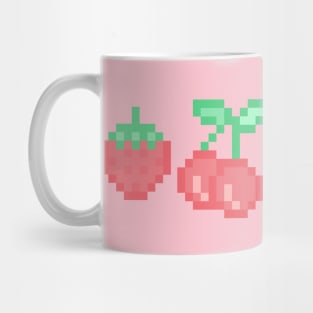 Kawaii Pixel Art Pastel Pink Red Fruit Design Mug